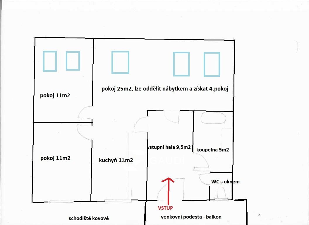 Pronájem bytu 3+1 74 m² – fotografie 2