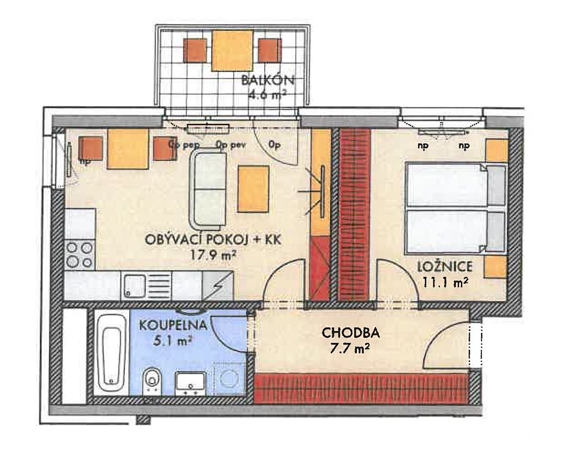 Prodej bytu 2+kk 43 m² – fotografie 2