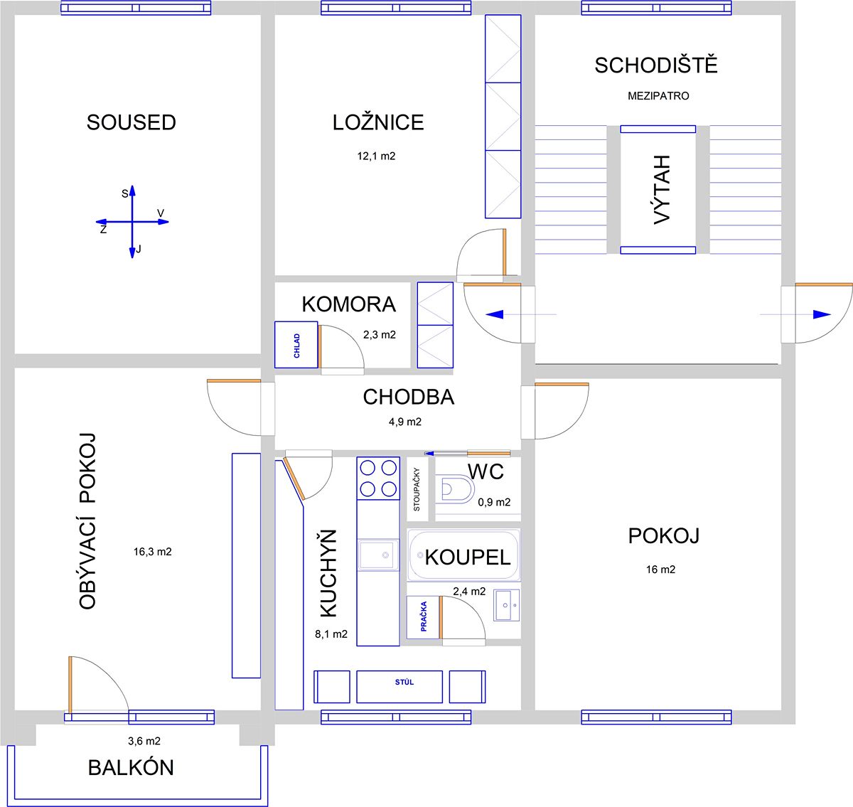 Pronájem bytu 3+1 70 m²