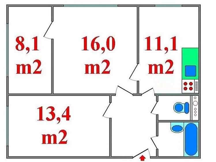Wohnung 3+1 zum Kauf, 61 m² (3 von 12)