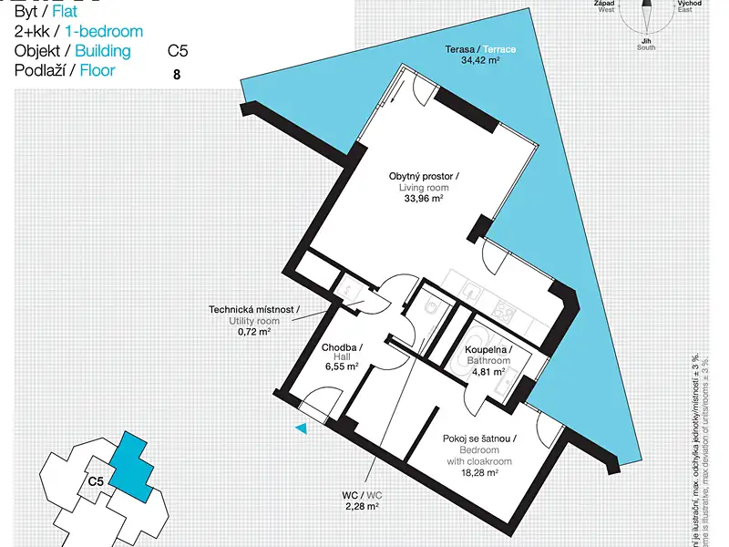 Pronájem bytu 2+kk 73 m², Praha – náhled fotky 3
