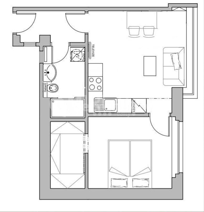 Pronájem bytu 2+kk 45 m² – fotografie 3