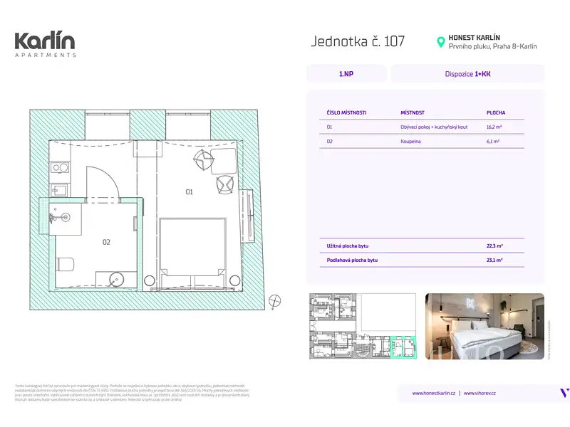Prodej bytu 1+kk 22 m², Praha – náhled fotky 3
