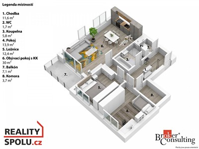 Квартира 3+kk в оренду, 86 м² (2 з 19)