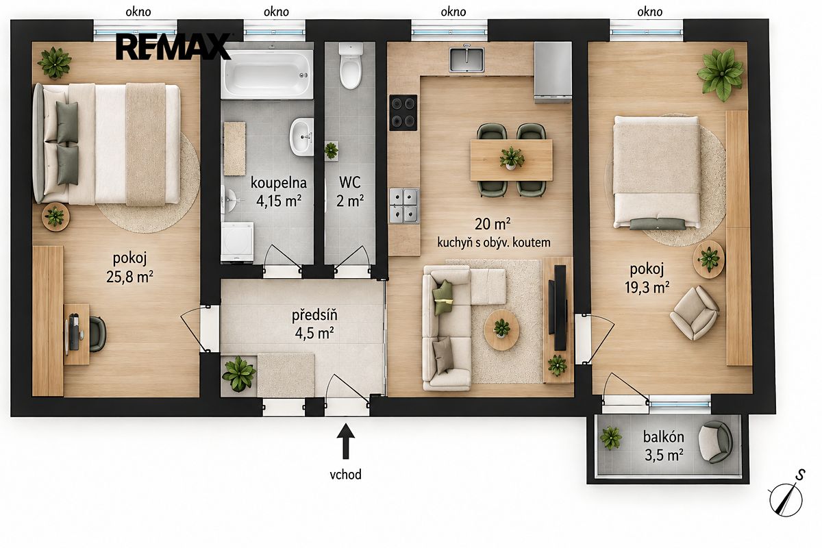 Pronájem bytu 3+kk 80 m² – fotografie 2