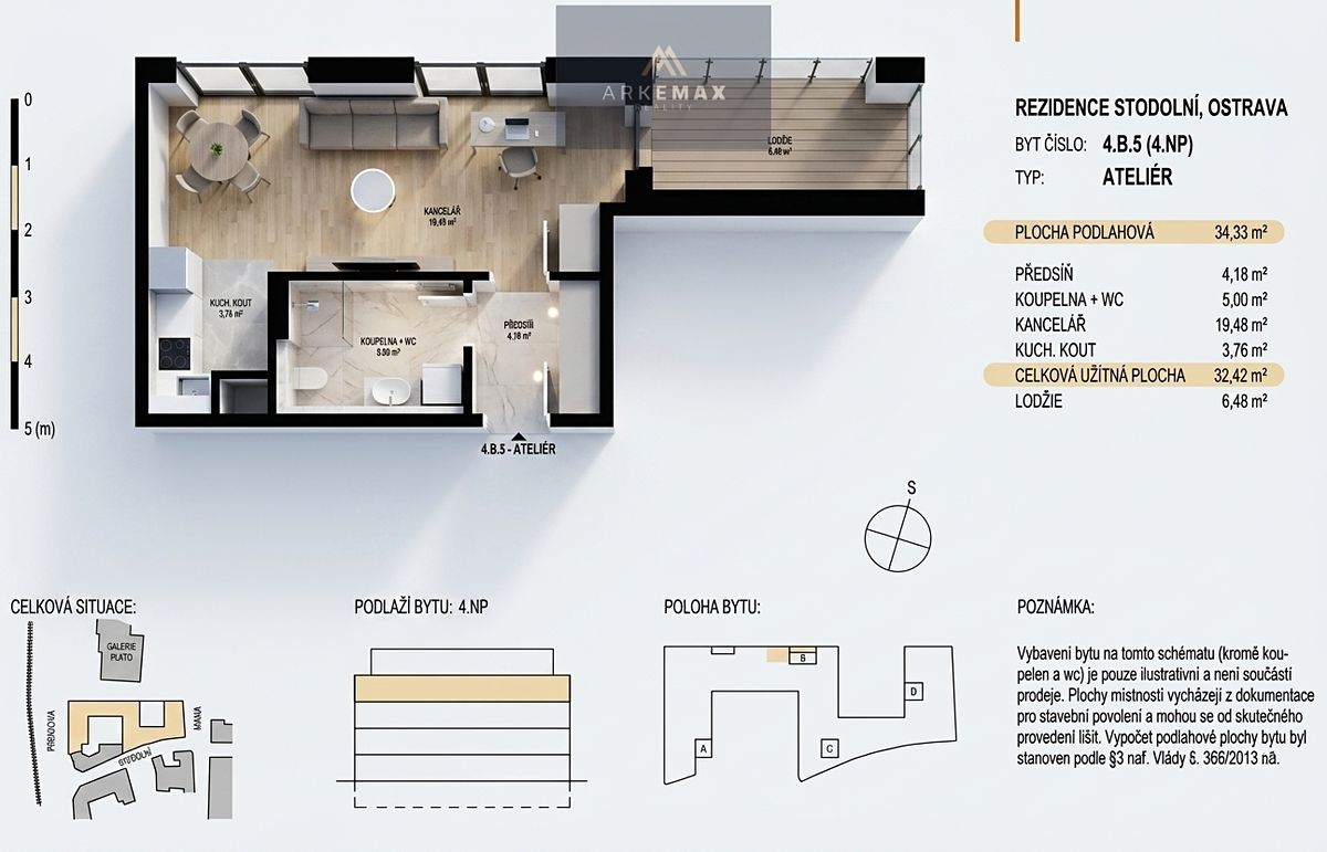 Prodej bytu 1+kk 38 m² – fotografie 3