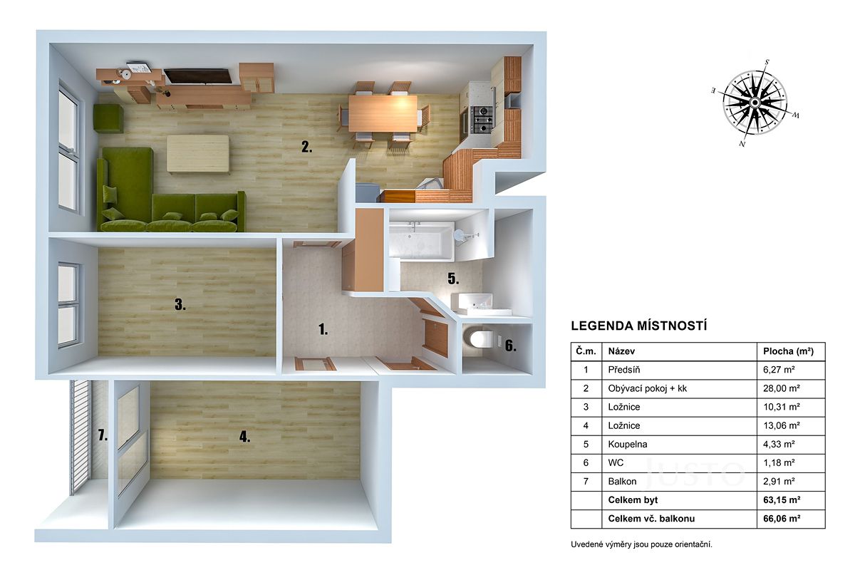 Pronájem bytu 3+kk 63 m² – fotografie 5