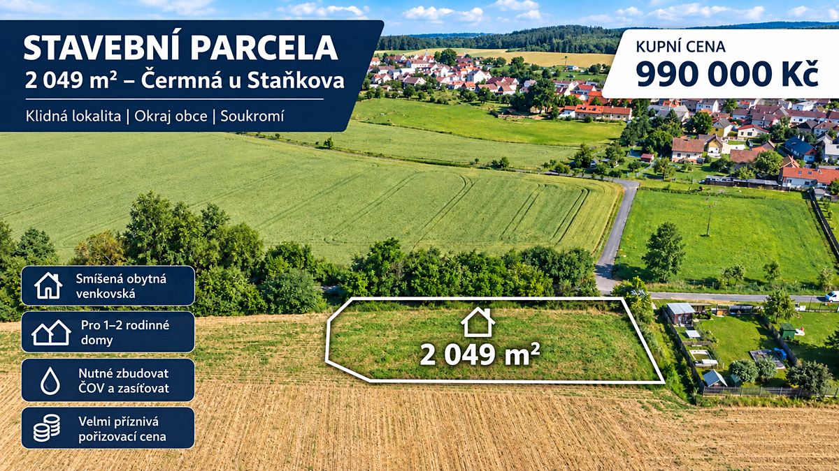 Prodej stavebního pozemku 2049 m²