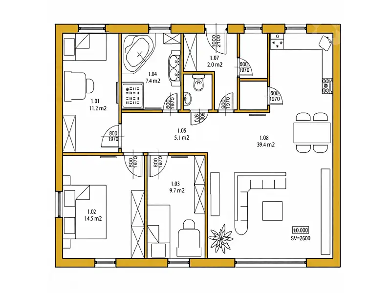 Prodej projektu na klíč 100 m², pozemek 1313 m², Čejkovice – náhled fotky 2