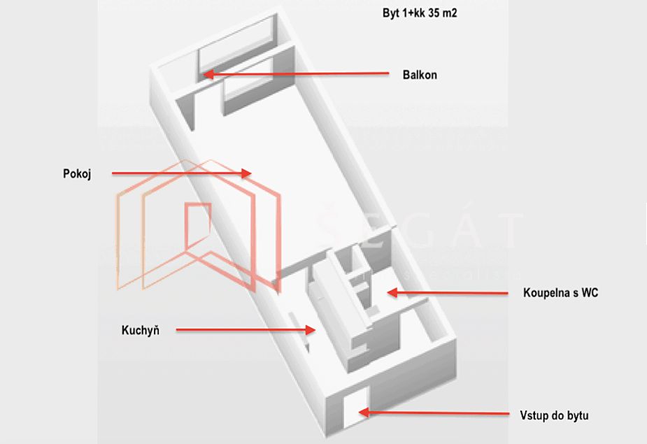 Prodej bytu 1+kk 35 m² – fotografie 3