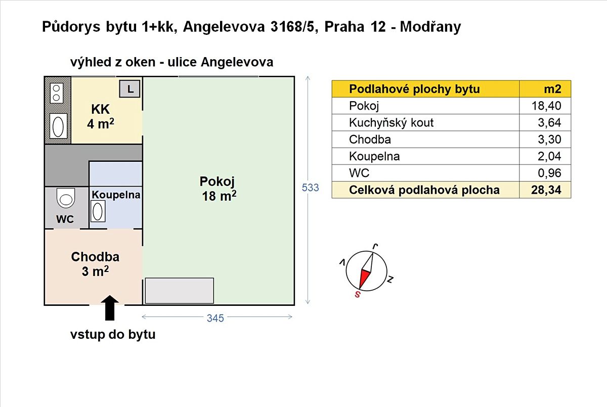 Pronájem bytu 1+kk 28 m² – fotografie 3