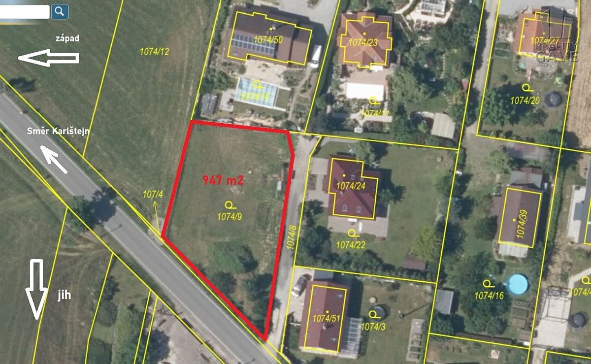 Prodej stavebního pozemku 947 m², Hlásná Třebaň – fotka 1 z 3