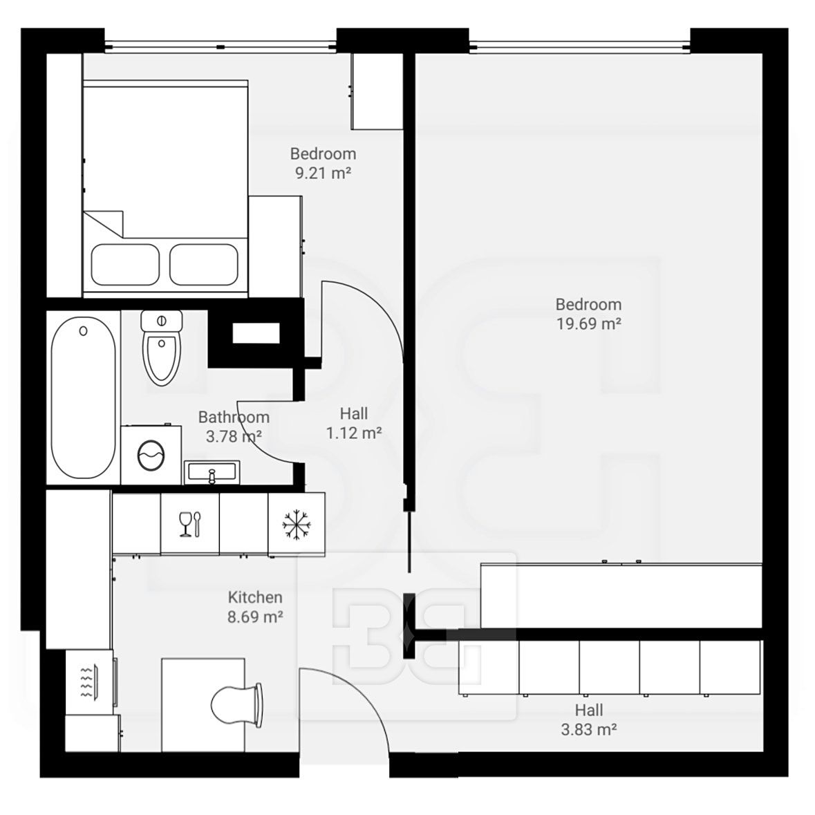 Pronájem bytu 2+1 49 m² – fotografie 3