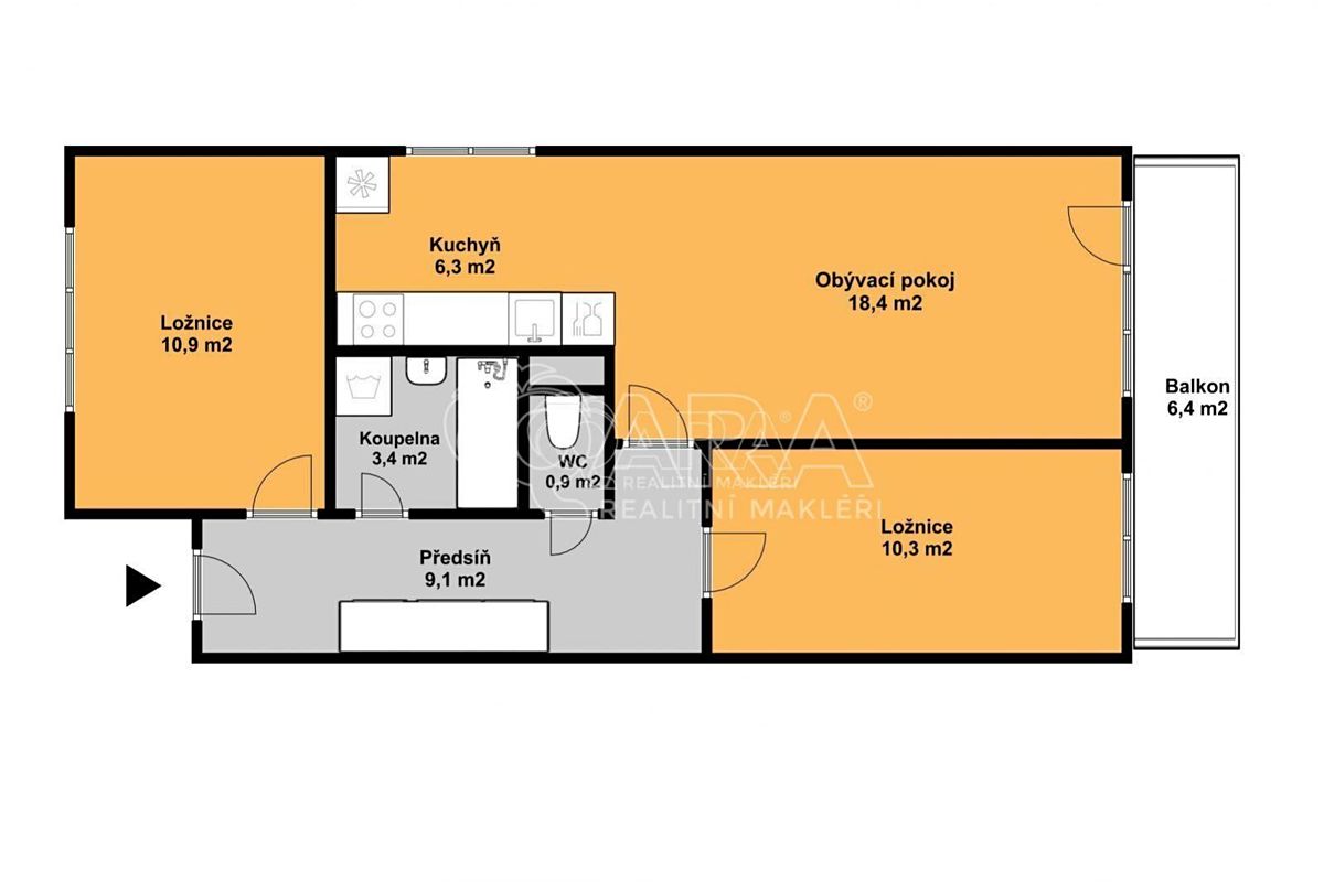 Pronájem bytu 3+kk 63 m² – fotografie 4