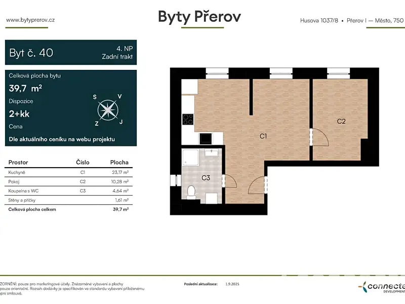Pronájem bytu 2+kk 39 m², Přerov – náhled fotky 3