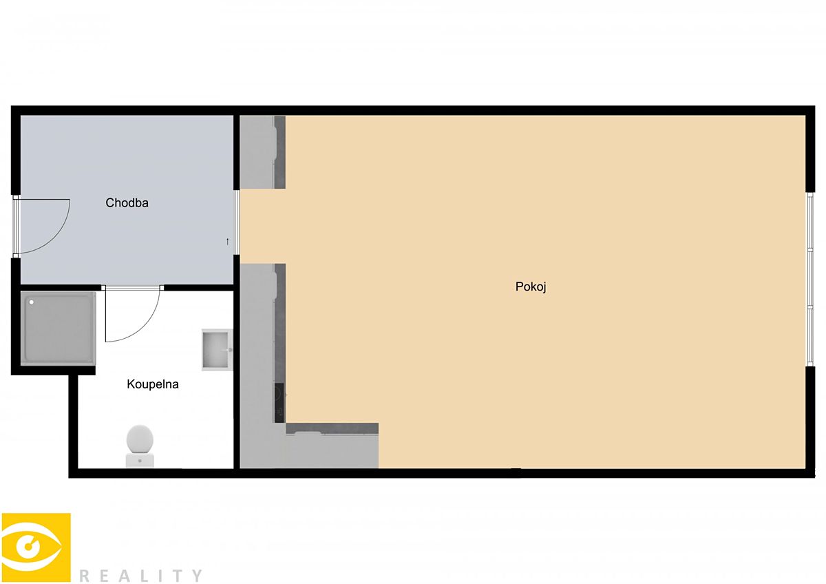 Pronájem bytu 1+kk 33 m² – fotografie 2