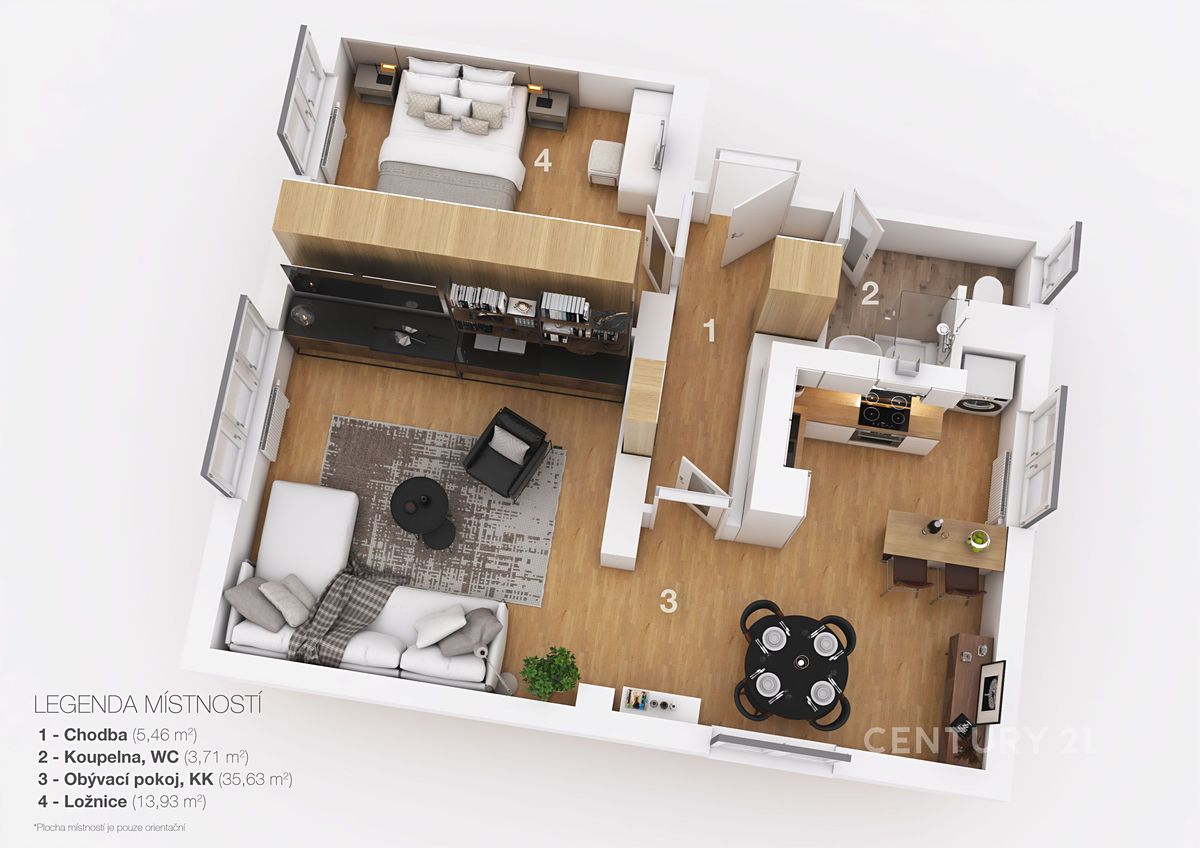 Pronájem bytu 2+kk 66 m² – fotografie 3