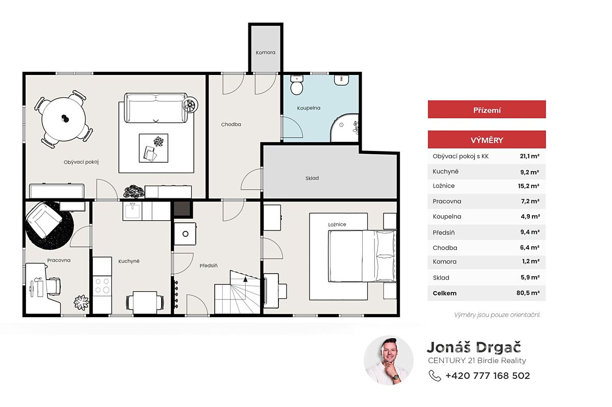 Prodej rodinného domu 170 m², pozemek 1606 m² – fotografie 3