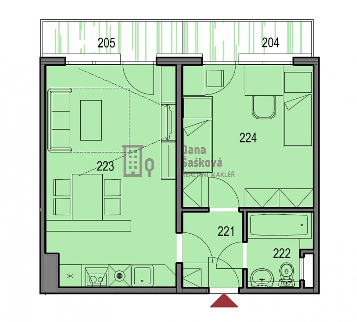 Pronájem bytu 2+kk 45 m² – fotografie 4