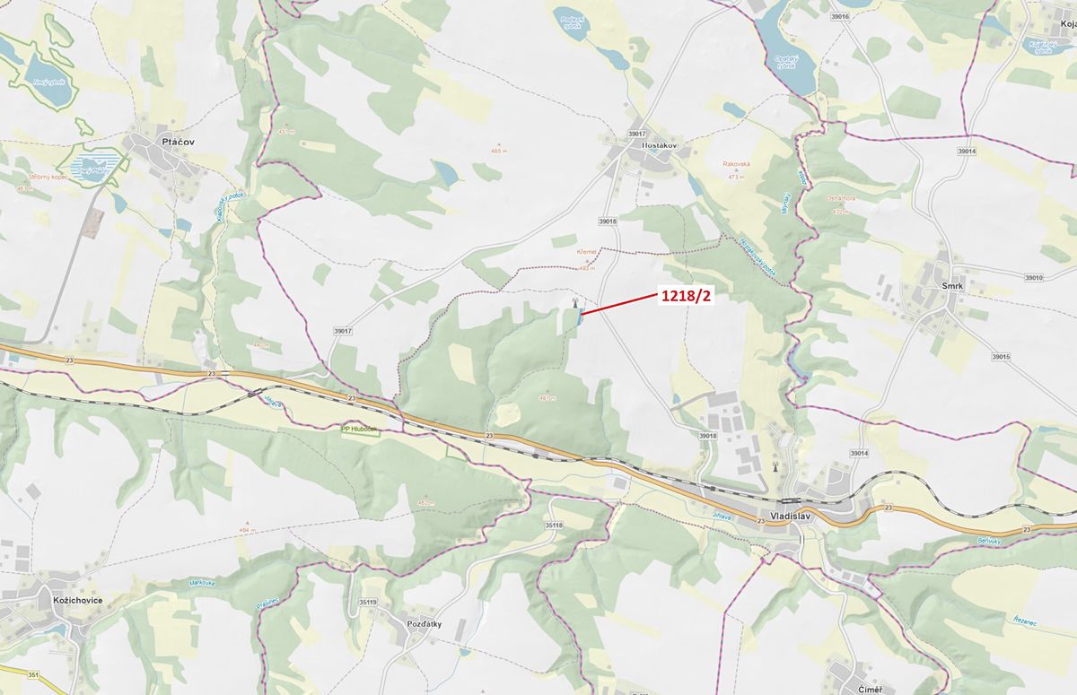 Dražba lesa 1414 m², Vladislav – fotka 1 z 3