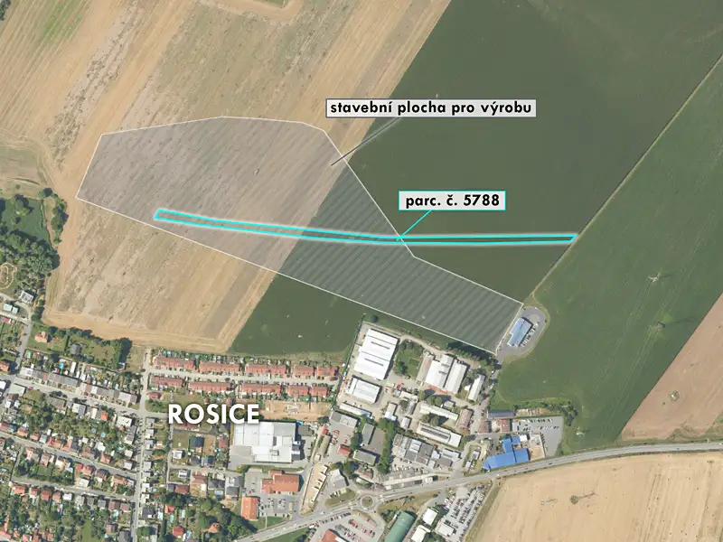 Prodej komerčního pozemku 4881 m², Rosice – náhled fotky 1