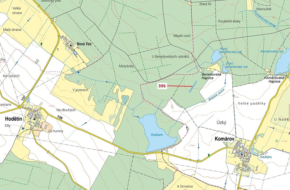 Dražba lesa 3832 m², Komárov – fotka 1 z 3