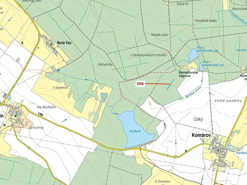 Dražba lesa 3832 m², Komárov – náhled fotky 1