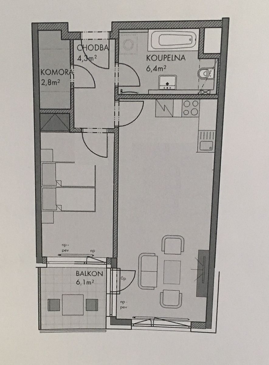 Pronájem bytu 2+kk 54 m² – fotografie 2