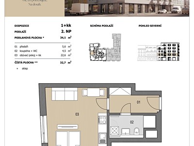 Prodej bytu 1+kk, 33 m² (3 z 6)