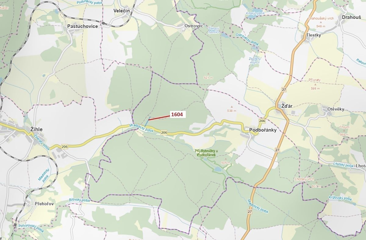 Dražba lesa 4076 m², Jesenice – fotka 1 z 3
