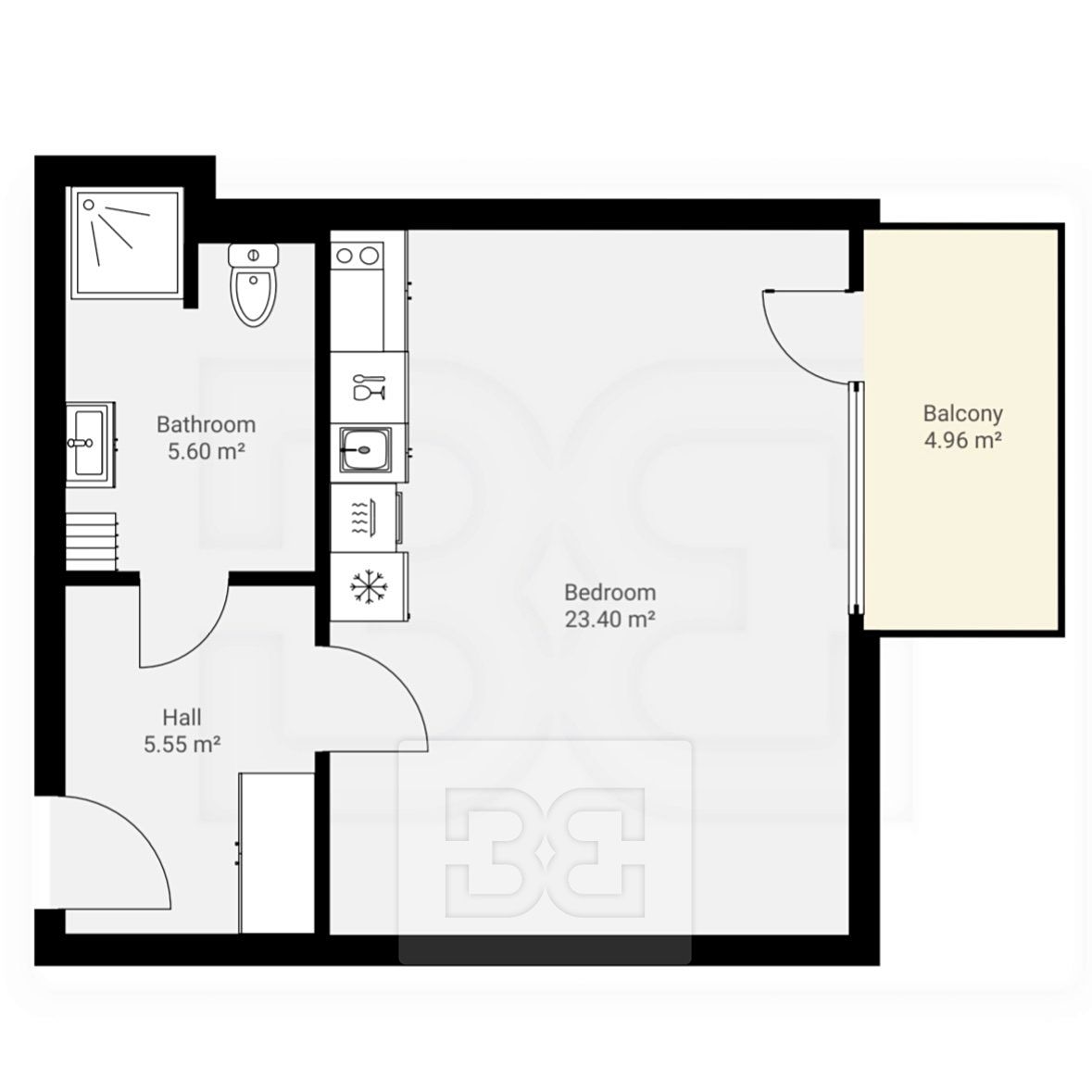 Pronájem bytu 1+kk 37 m² – fotografie 3
