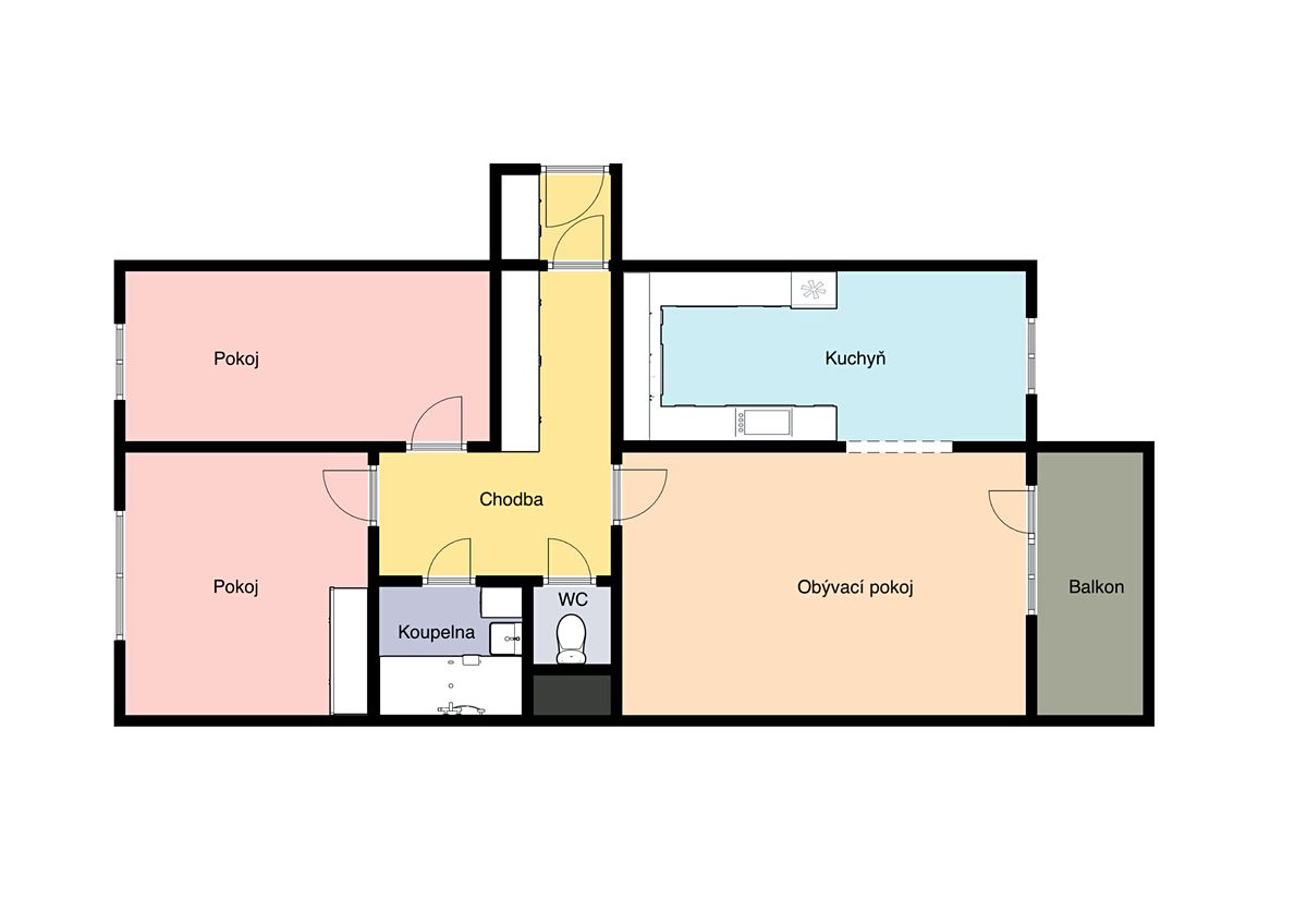 Pronájem bytu 3+1 72 m² – fotografie 2