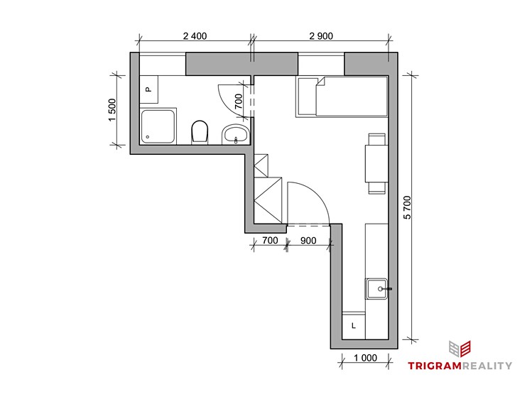 Квартира 1+kk в оренду, 16 м² (5 з 5)