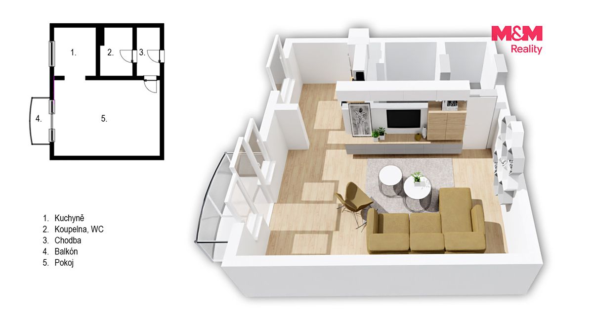 Pronájem bytu 1+kk 31 m² – fotografie 3