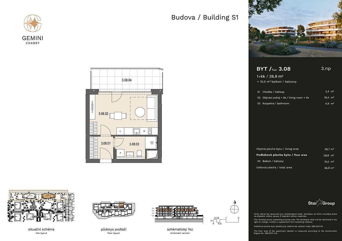 Prodej bytu 1+kk 28 m² – fotografie 2
