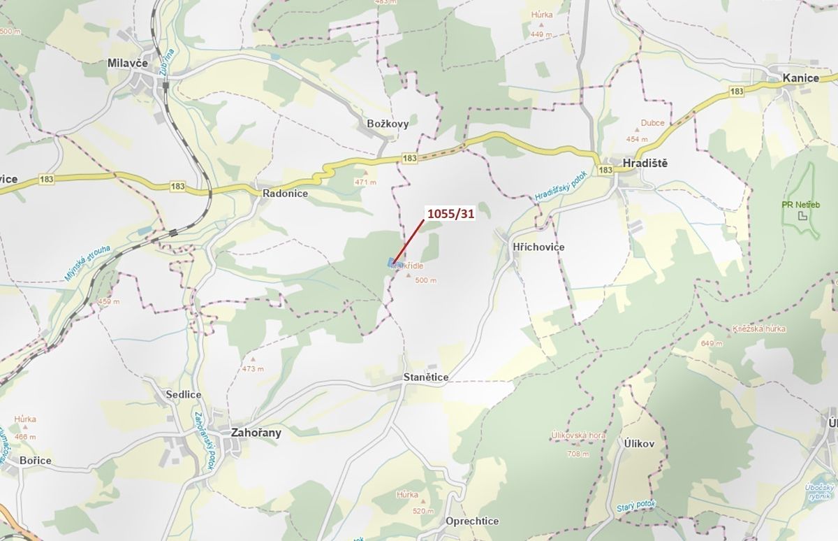 Dražba lesa 9168 m², Milavče – fotka 1 z 3
