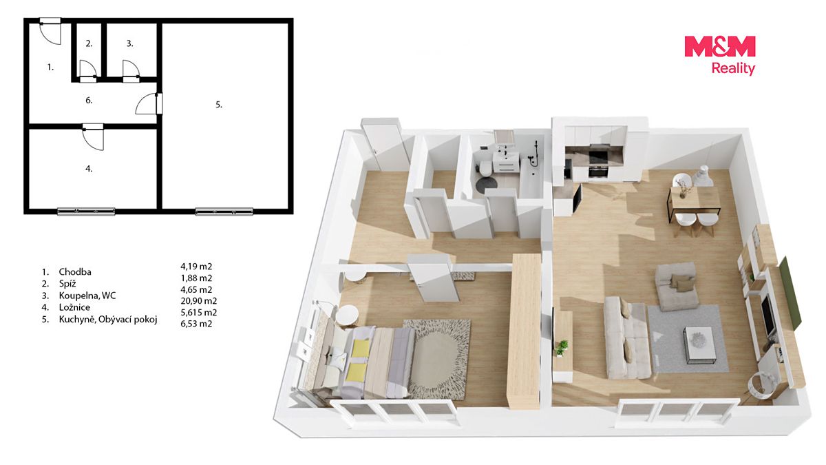 Pronájem bytu 2+kk 77 m² – fotografie 3