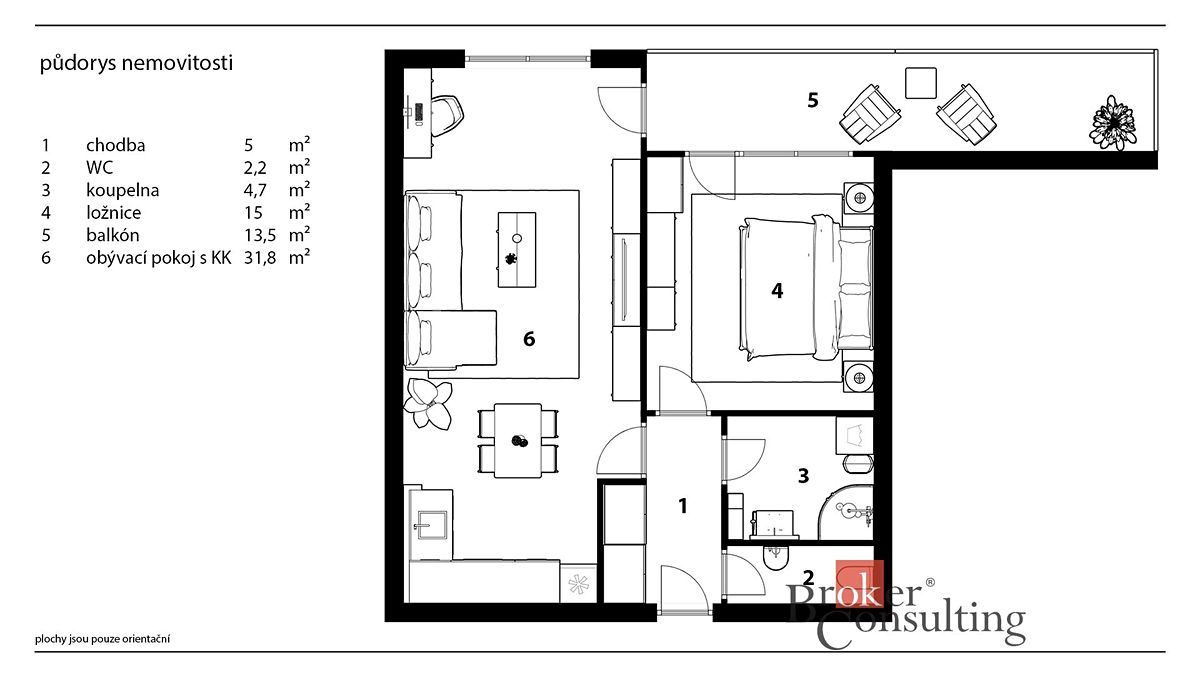 Pronájem bytu 2+kk 58 m² – fotografie 4