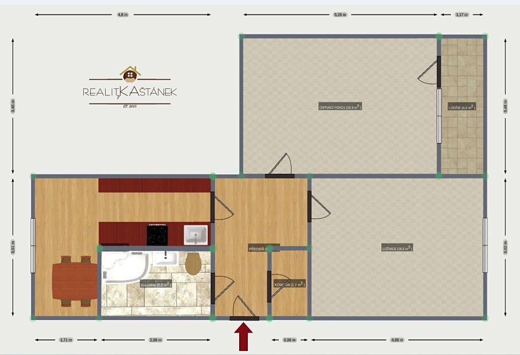 Pronájem bytu 2+1 60 m² – fotografie 2
