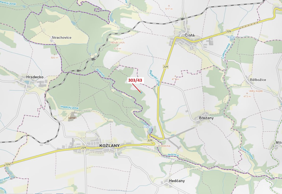 Dražba lesa 995 m², Břežany – fotka 1 z 3