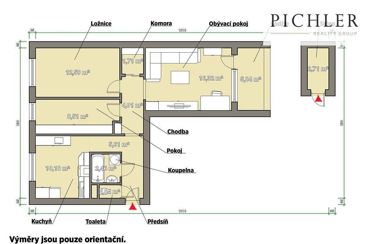 Pronájem bytu 3+1 63 m² – fotografie 3