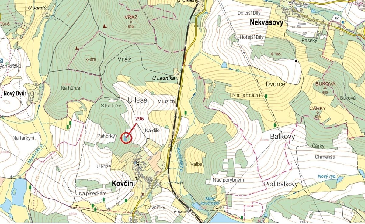 Dražba lesa 1626 m², Kovčín – fotka 1 z 3