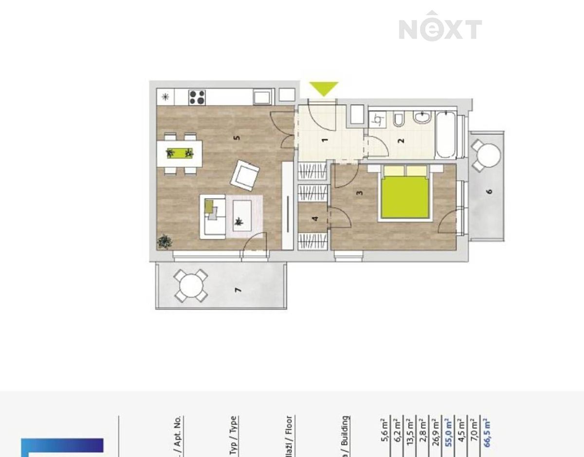 Pronájem bytu 2+kk 55 m² – fotografie 3