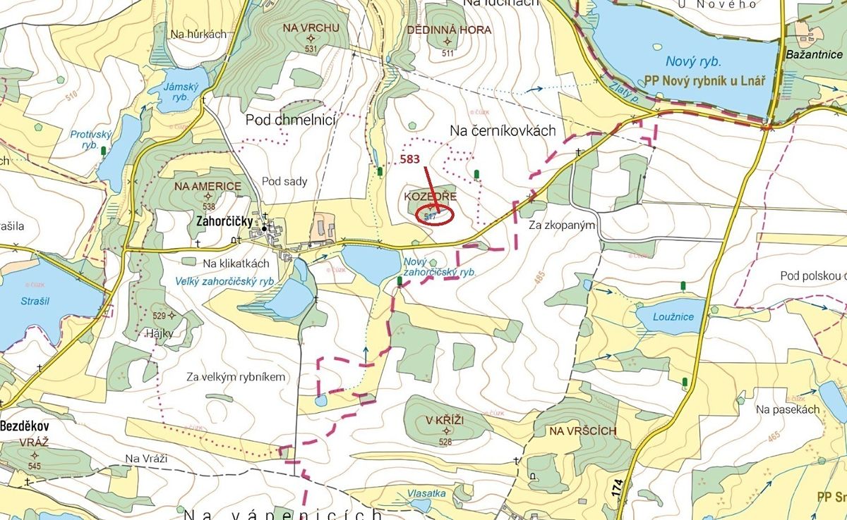 Dražba pozemku 1221 m², Hradiště – fotka 1 z 3
