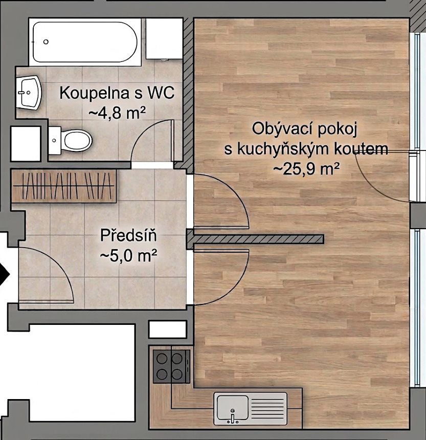 Prodej bytu 1+1 37 m² – fotografie 2
