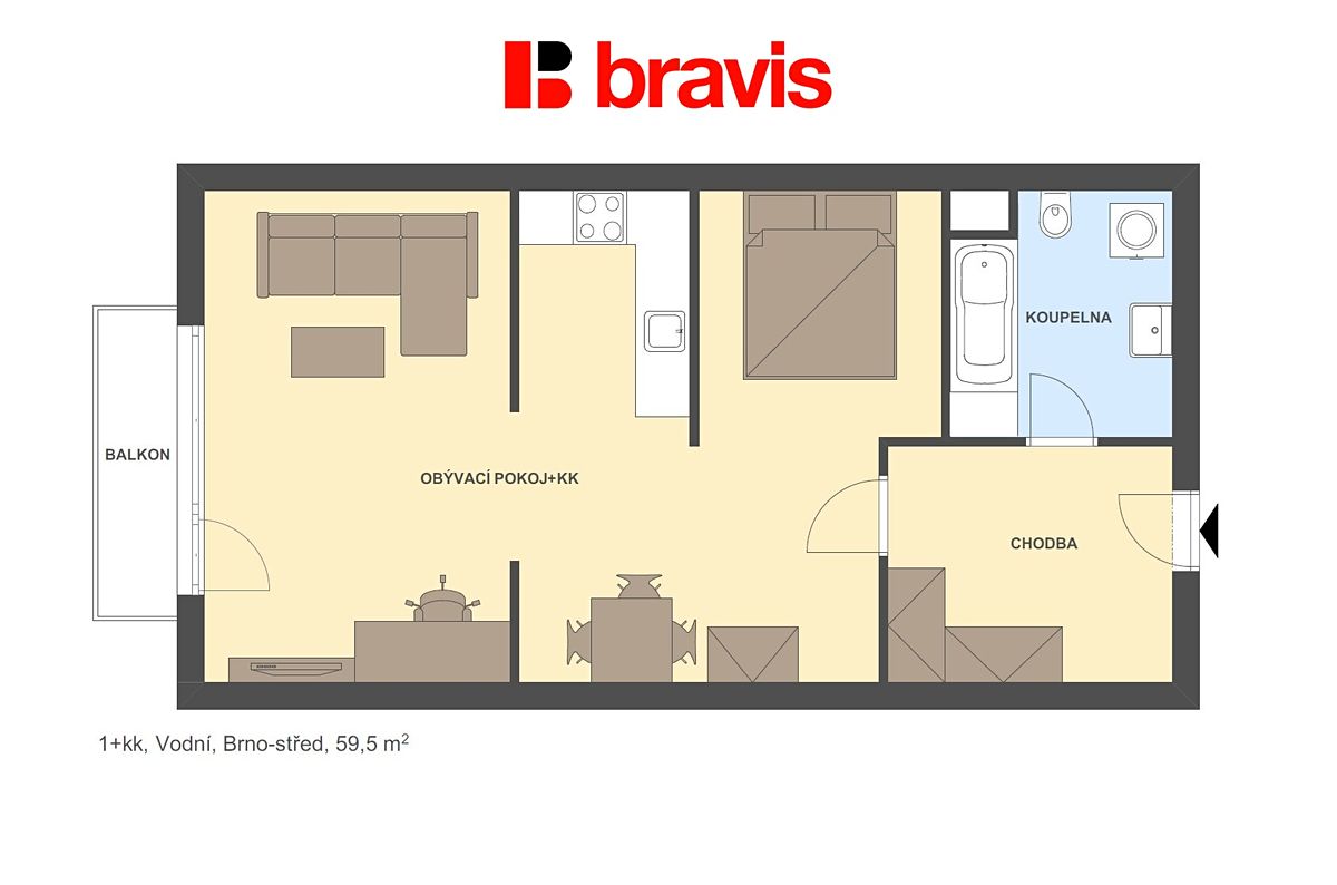Pronájem bytu 1+kk 59 m² – fotografie 5