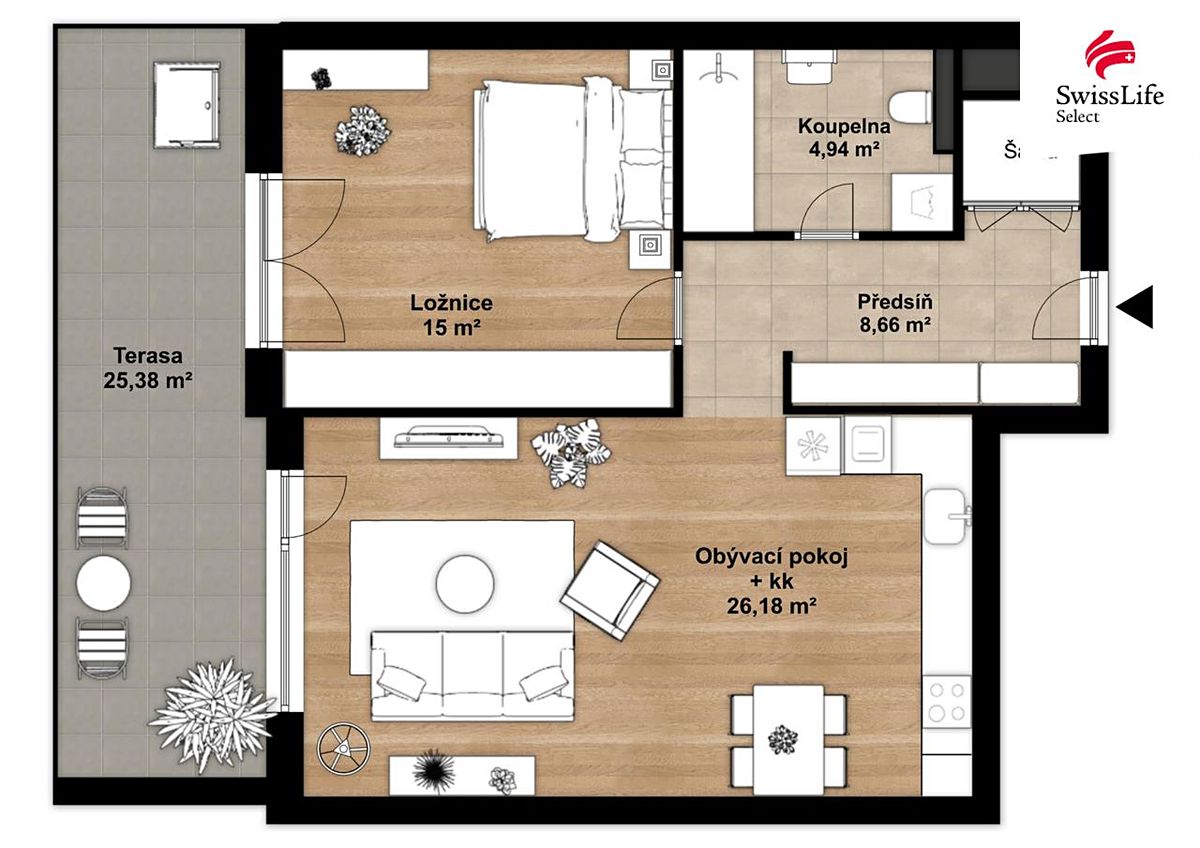 Pronájem bytu 2+kk 55 m² – fotografie 3