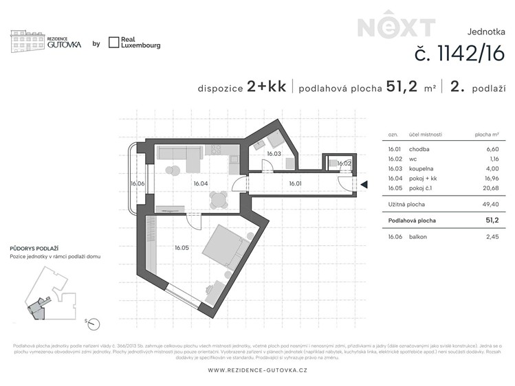 Wohnung 2+kk zum Kauf, 51 m² (2 von 9)