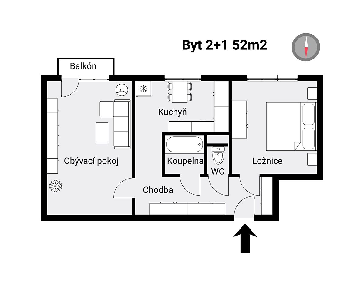 Prodej bytu 2+1 52 m² – fotografie 4