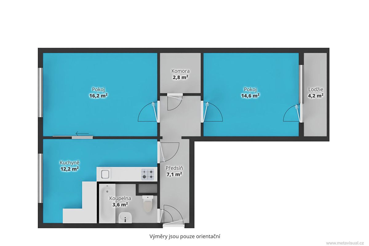 Prodej bytu 2+1 61 m² – fotografie 3
